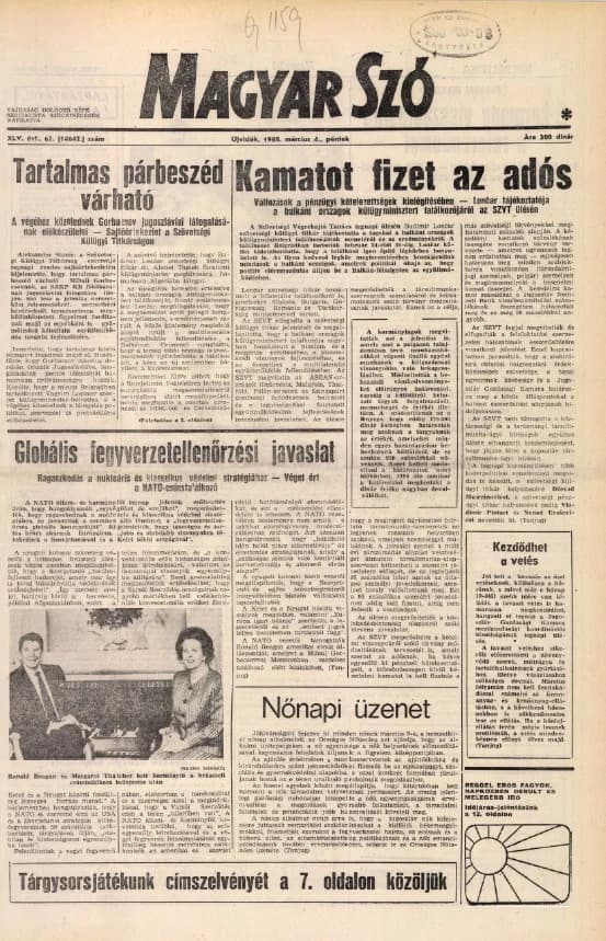 Magyar Szó, 45. évf. 1988. március 4. 62. sz. 1–24. oldal