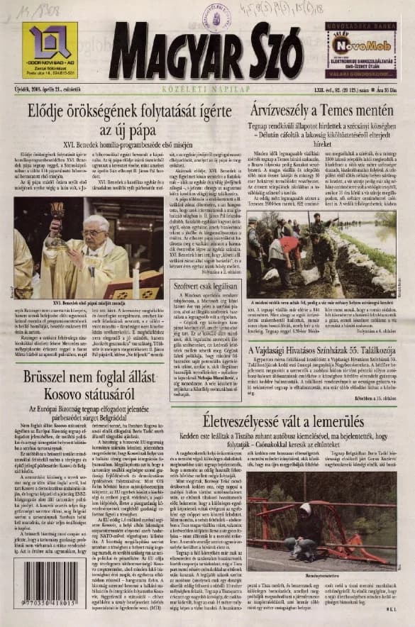 Magyar Szó, 62. évf. 2005. április 21. 92. sz. 1–20. oldal