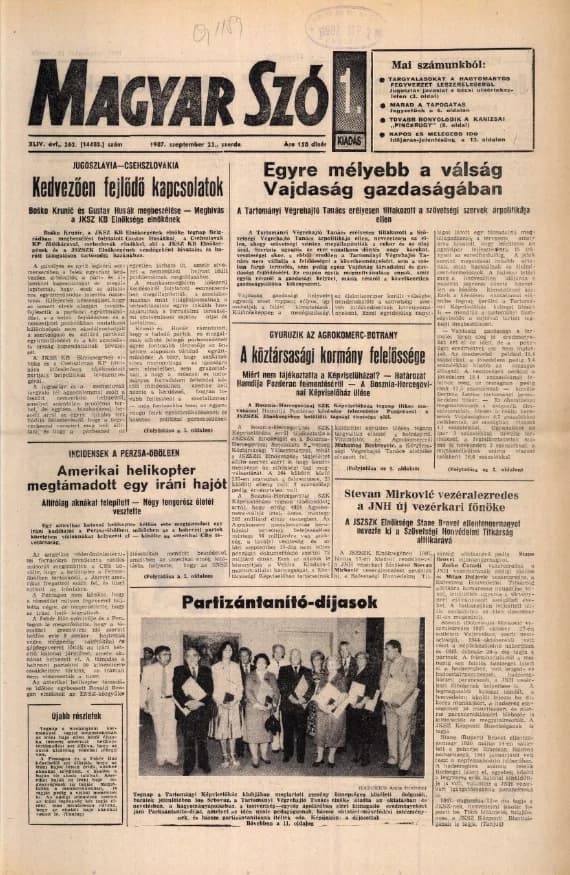 Magyar Szó, 44. évf. 1987. szeptember 23. 262. sz. 1–16. oldal