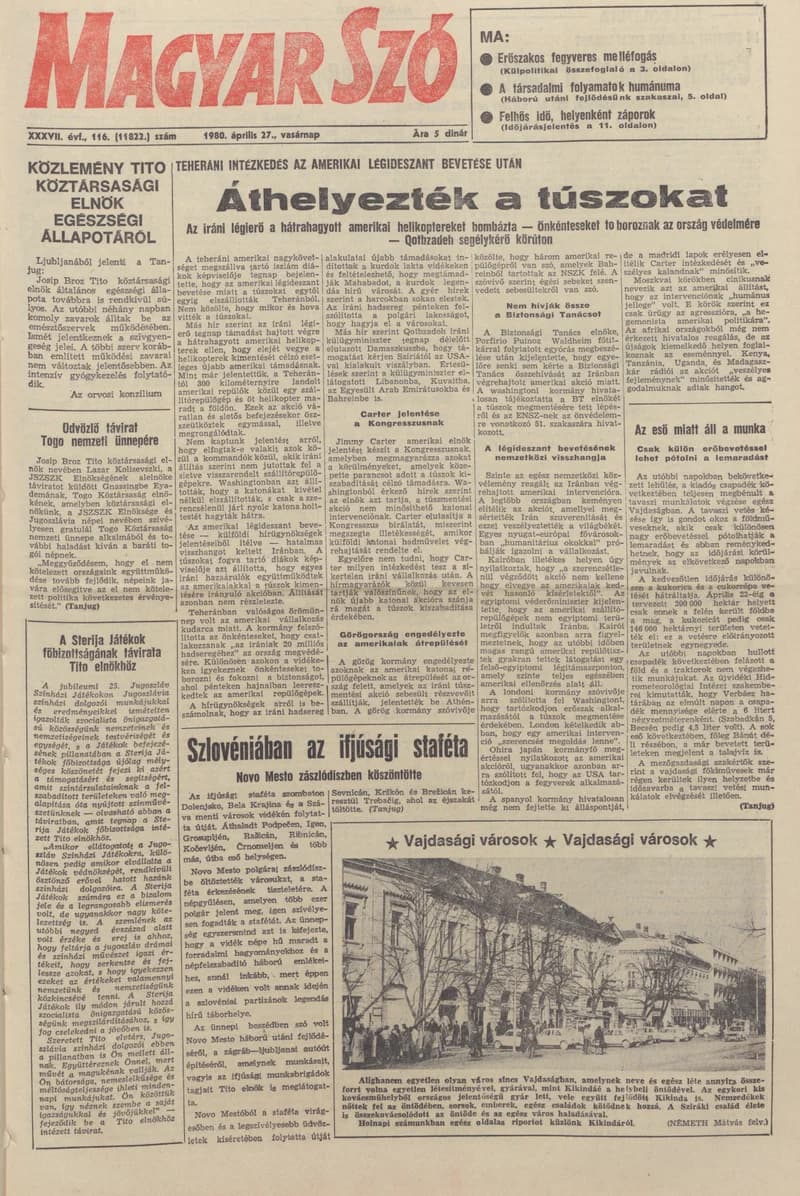 Magyar Szó, 37. évf. 1980. április 27. 116. sz. 1–28. oldal
