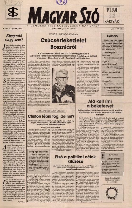 Magyar Szó, 50. évf. 1993. április 29. 115. sz. 1–16. oldal