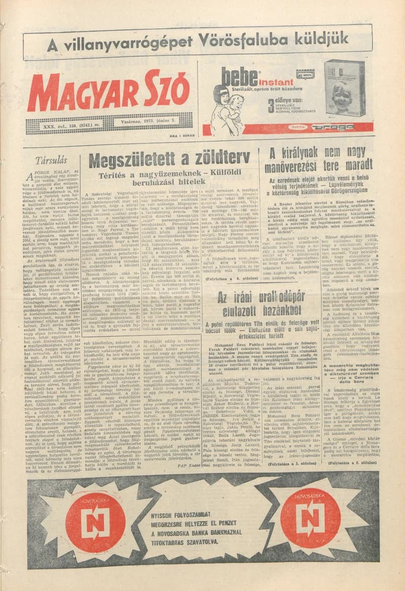 Magyar Szó, 30. évf. 1973. június 3. 150. sz. 1–28. oldal