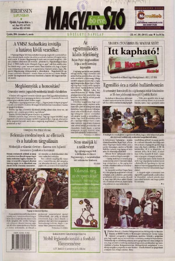 Magyar Szó, 61. évf. 2004. december 8. 289. sz. 1–20. oldal