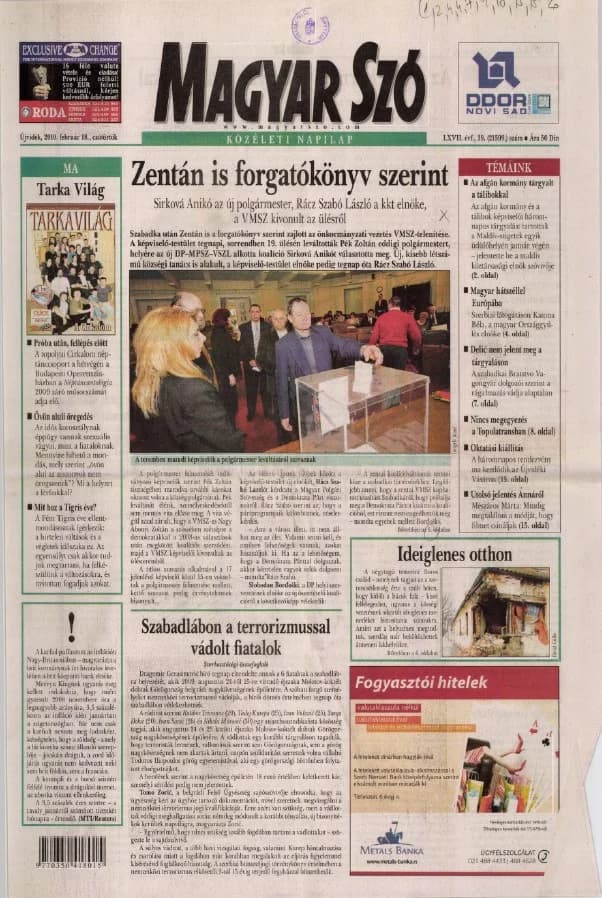 Magyar Szó, 67. évf. 2010. február 18. 39. sz. 1–20. oldal