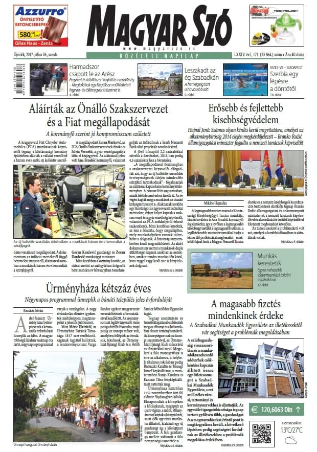 Magyar Szó, 74. évf. 2017. július 26. 171. sz. 1–16. oldal