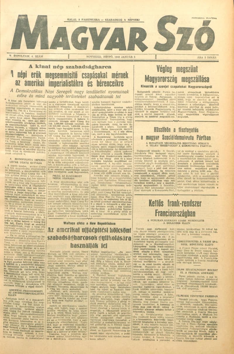Magyar Szó, 5. évf. 1948. január 5. 4. sz. 1–6. oldal