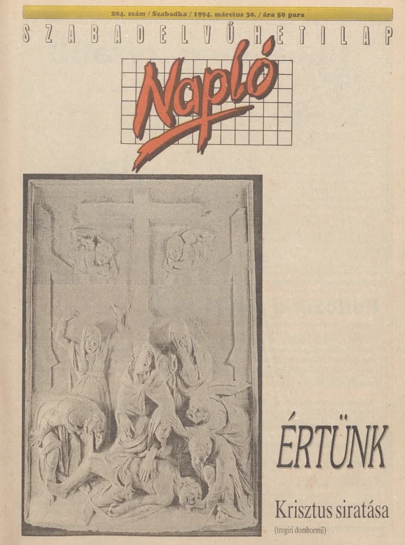 Napló - Szabadelvű hetilap, 5. évf. 1994. március 30. 204. sz.