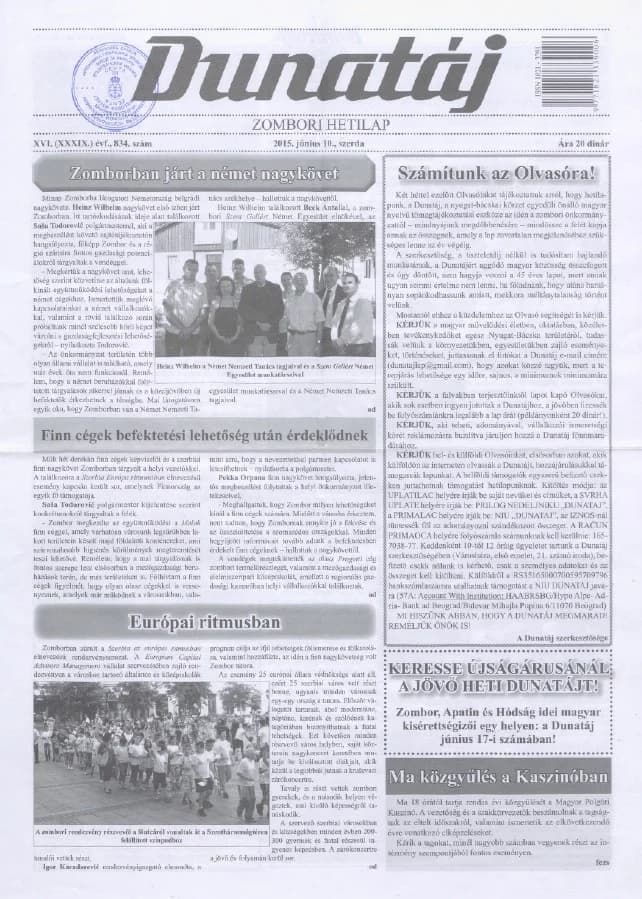 Dunatáj, 17. évf. 2015. június 10. 834. sz.