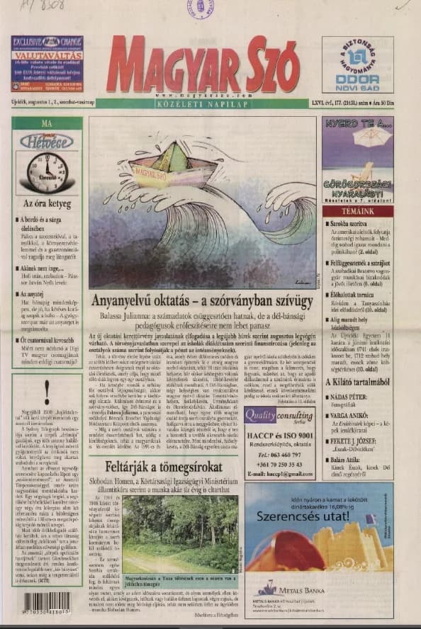Magyar Szó, 66. évf. 2009. augusztus 1. – 2. 177. sz. 1–24. oldal