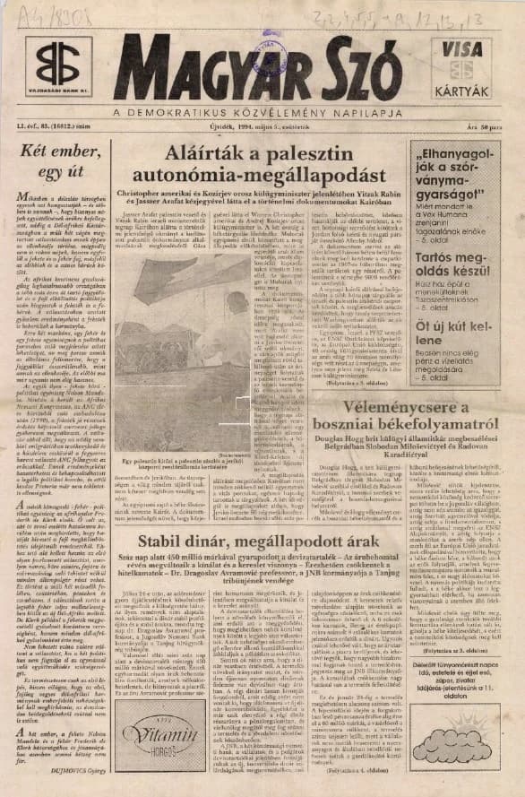 Magyar Szó, 51. évf. 1994. május 5. 83. sz. 1–16. oldal