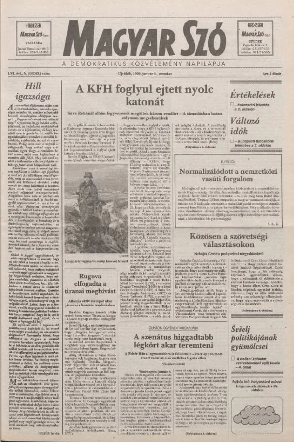 Magyar Szó, 56. évf. 1999. január 9. 5. sz. 1–16. oldal