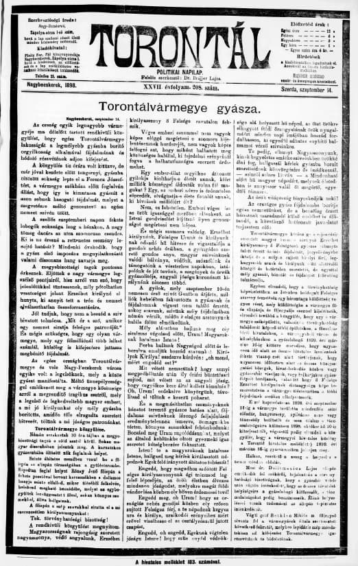Torontál, 27. évf. 1898. szeptember 14. 208. sz.