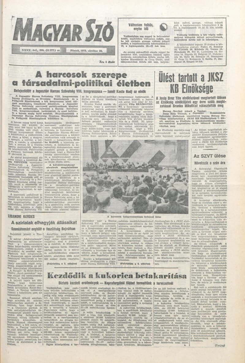Magyar Szó, 35. évf. 1978. október 20. 289. sz. 1–24. oldal