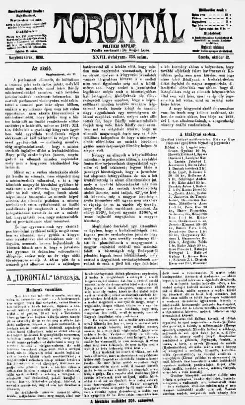 Torontál, 27. évf. 1898. október 12. 232. sz.