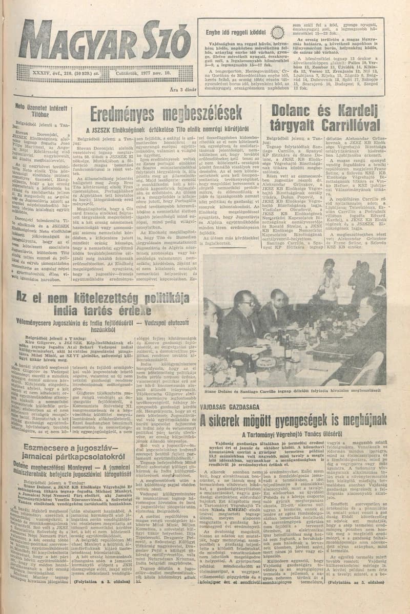Magyar Szó, 34. évf. 1977. november 10. 310. sz.