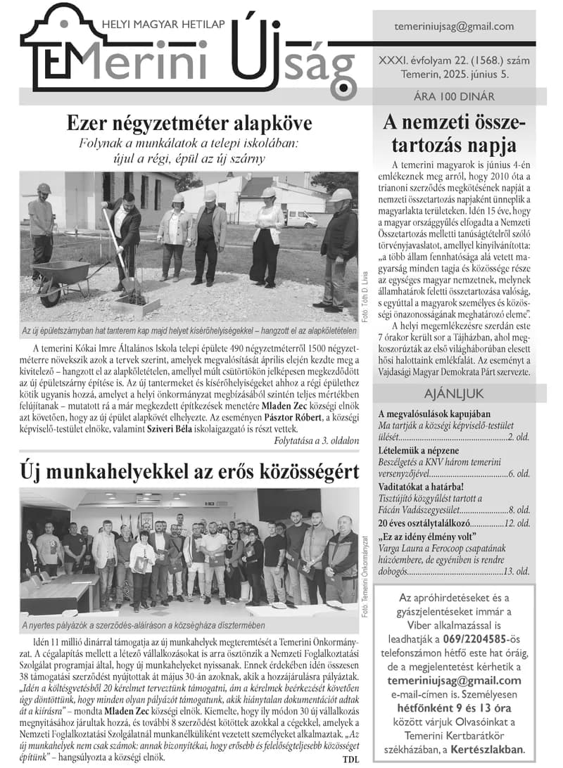 Temerini Újság, 31. évf. 2025. június 5. 22. sz.
