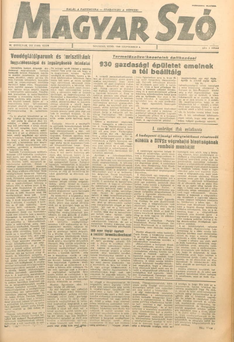 Magyar Szó, 6. évf. 1949. augusztus 6. 212. sz. 1–4. oldal