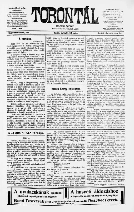 Torontál, 39. évf. 1910. március 24. 68. sz.