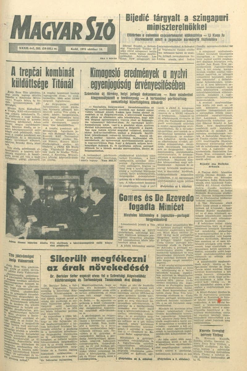 Magyar Szó, 32. évf. 1975. október 14. 283. sz.
