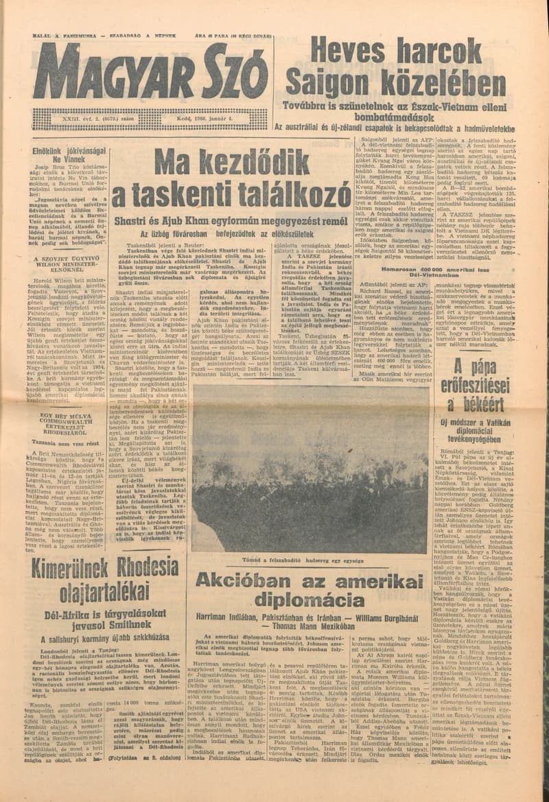 Magyar Szó, 23. évf. 1966. január 4. 2. sz. 1–16. oldal