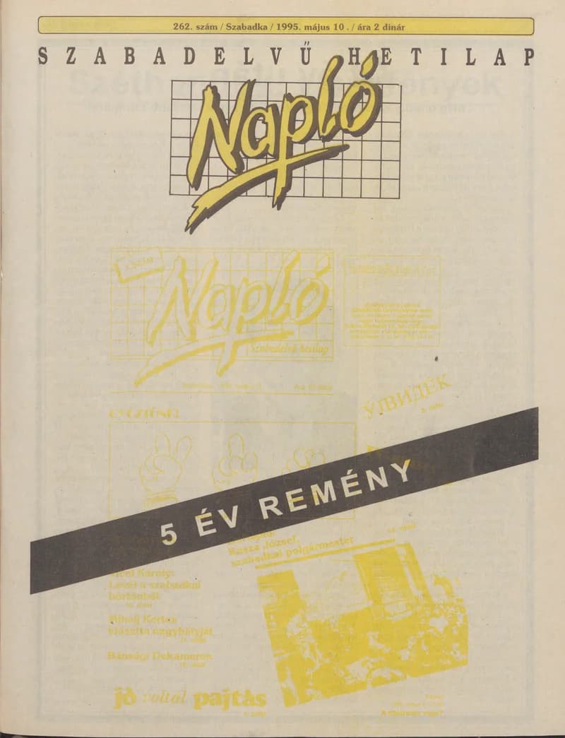 Napló - Szabadelvű hetilap, 6. évf. 1995. május 10. 262. sz.