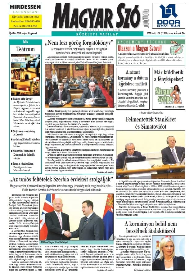 Magyar Szó, 70. évf. 2013. május 31. 123. sz. 1–20. oldal