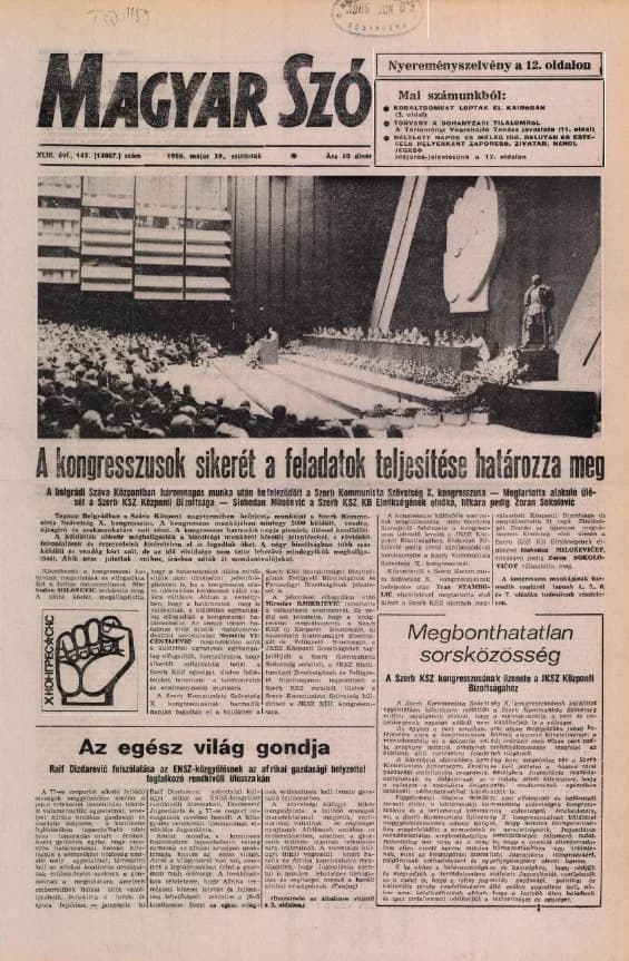 Magyar Szó, 43. évf. 1986. május 29. 145. sz. 1–20. oldal