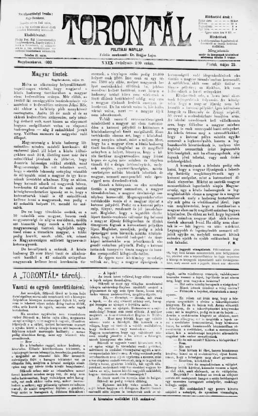 Torontál, 29. évf. 1900. május 25. 120. sz.