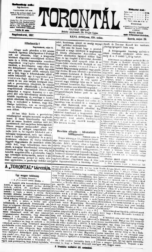 Torontál, 26. évf. 1897. május 26. 120. sz.