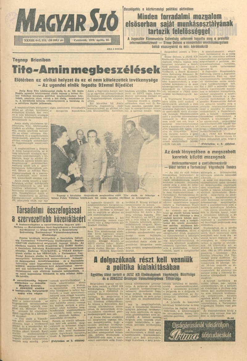 Magyar Szó, 33. évf. 1976. április 22. 111. sz. 1–20. oldal
