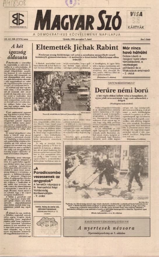 Magyar Szó, 52. évf. 1995. november 7. 260. sz. 1–16. oldal
