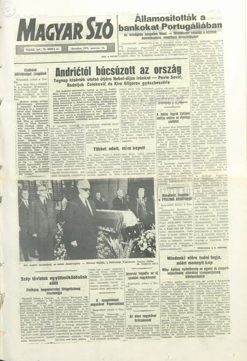 Magyar Szó, 32. évf. 1975. március 15. 72. sz.
