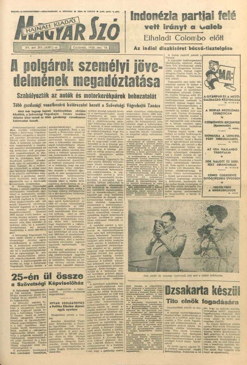 Magyar Szó, 15. évf. 1958. december 18. 311. sz. 1–16. oldal