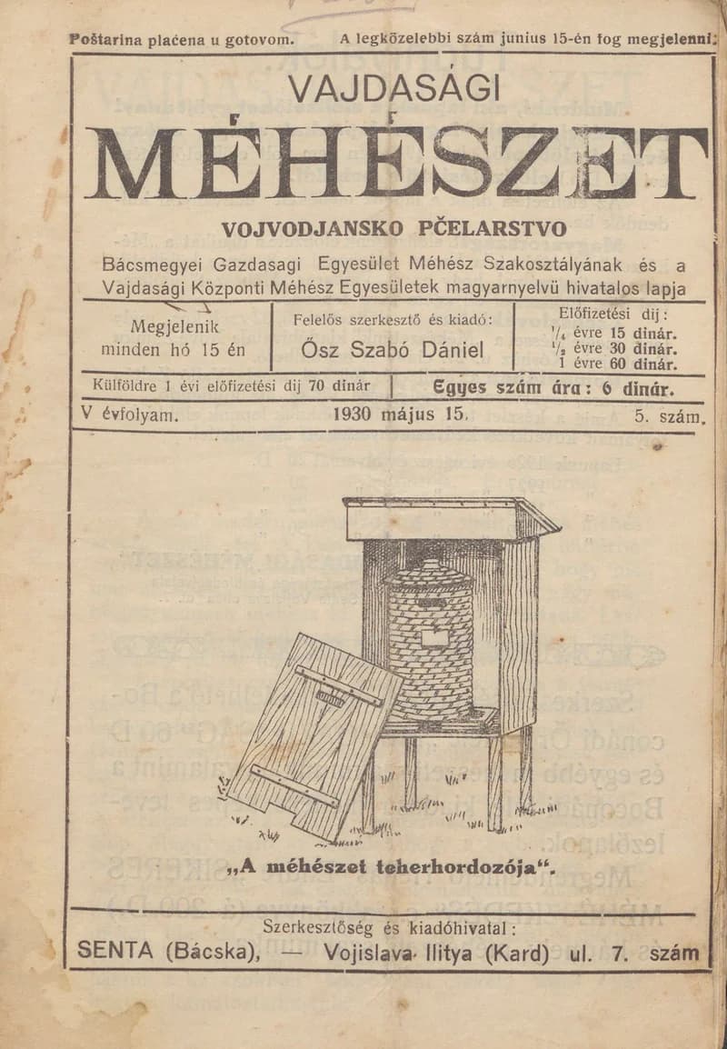 Vajdasági méhészet, 5. évf. 1930. május 15. 5. sz.