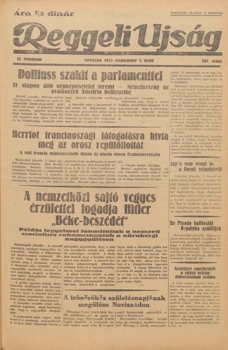 Reggeli Újság, 14. évf. 1933. szeptember 5. 207. sz.