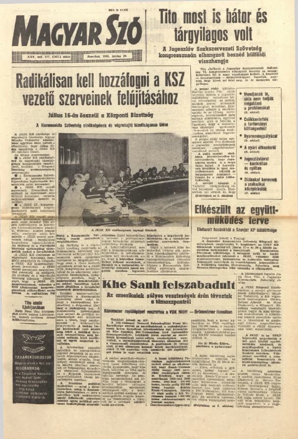 Magyar Szó, 25. évf. 1968. június 29. 177. sz. 1–16. oldal