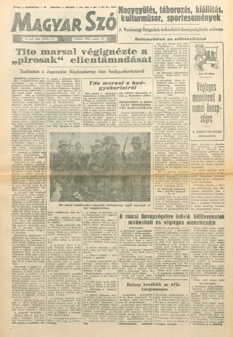 Magyar Szó, 10. évf. 1953. szeptember 25. 264. sz. 1–8. oldal