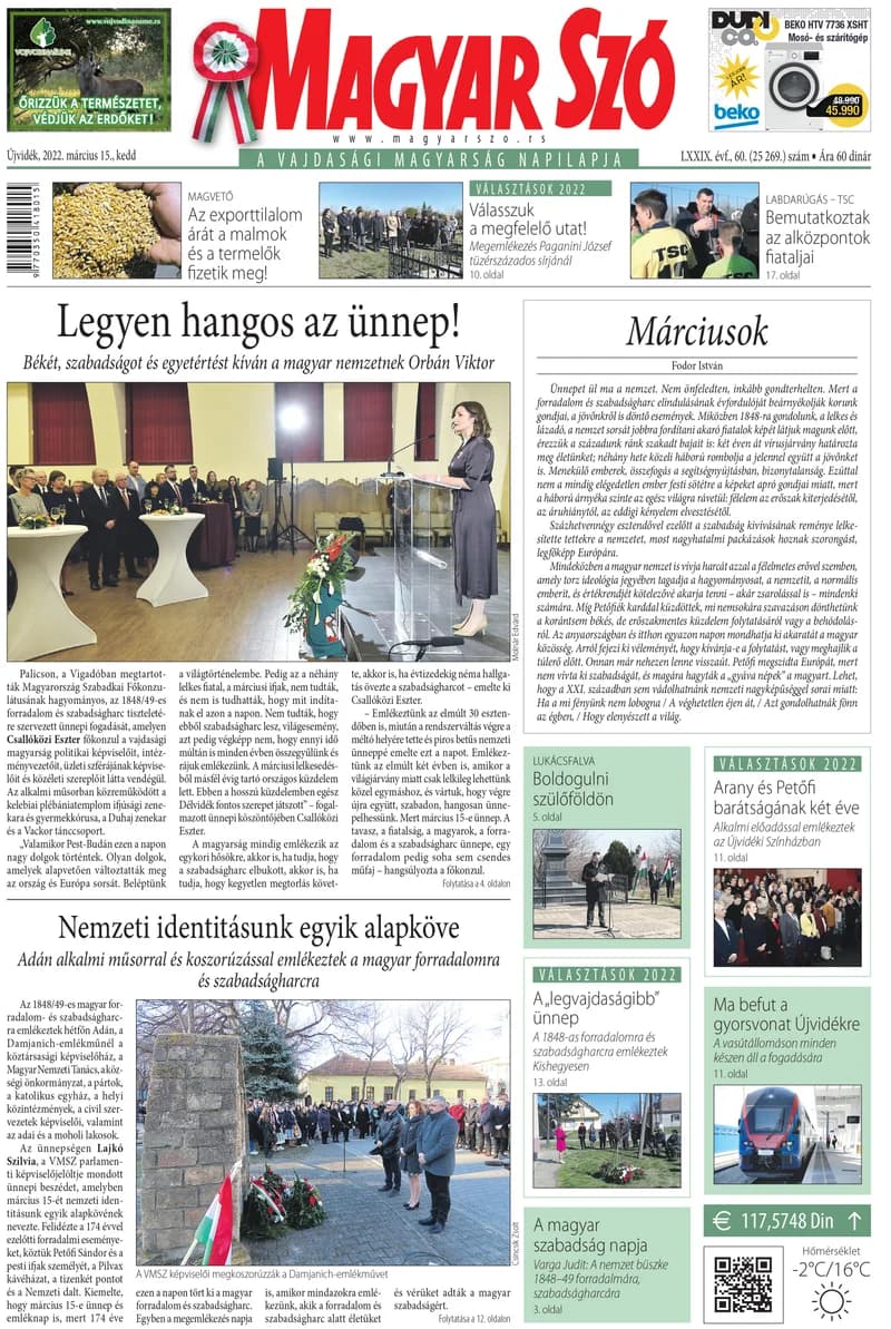 Magyar Szó, 79. évf. 2022. március 15. 60. sz. 1–20. oldal