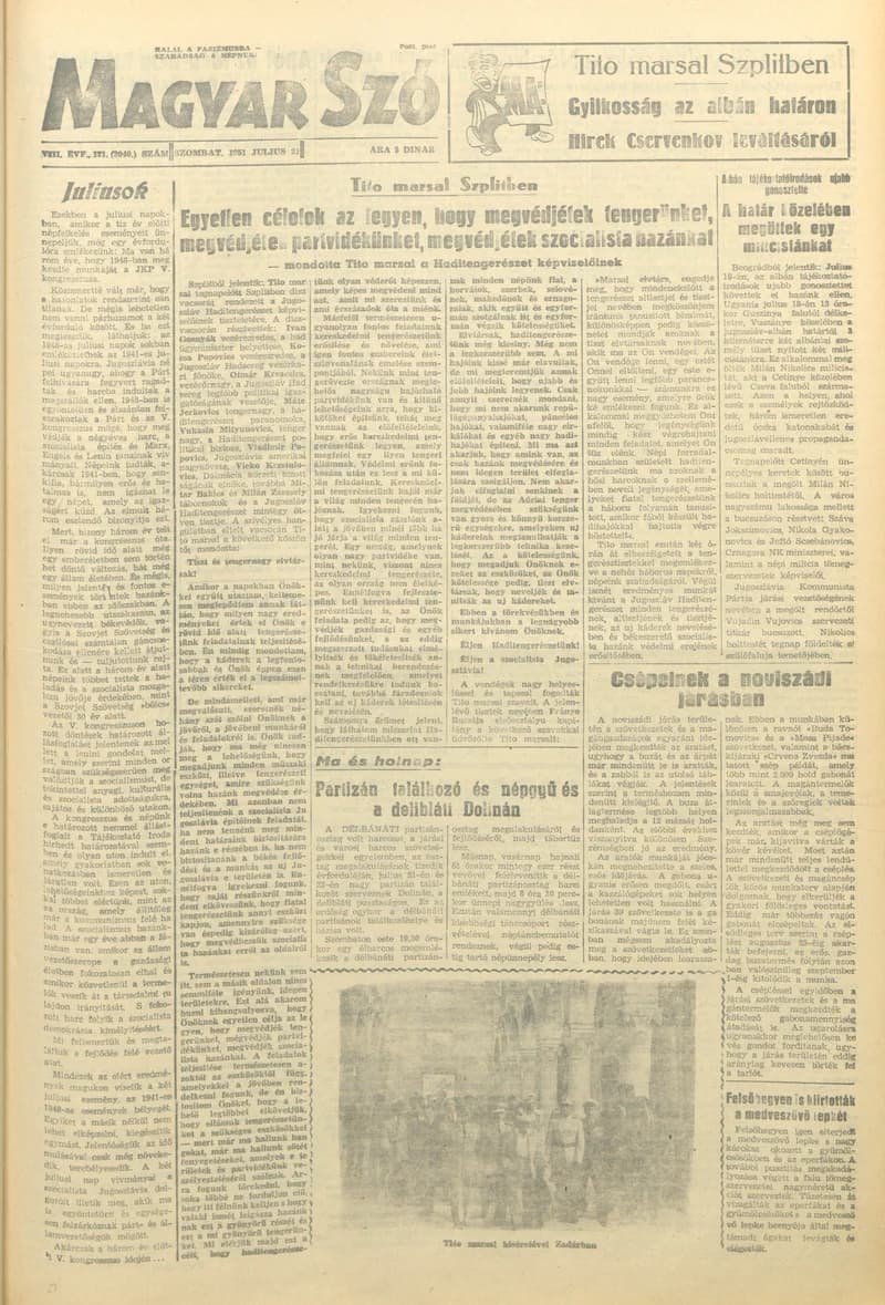 Magyar Szó, 8. évf. 1951. július 21. 171. sz. 1–4. oldal