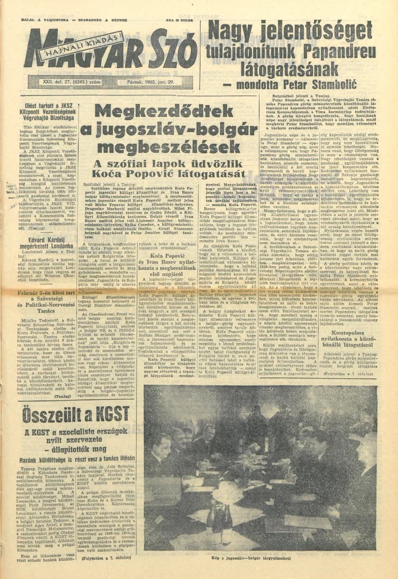 Magyar Szó, 22. évf. 1965. január 29. 27. sz. 1–16. oldal