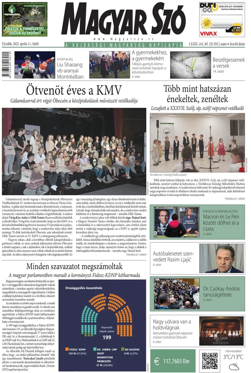 Magyar Szó, 79. évf. 2022. április 11. 83. sz. 1–16. oldal