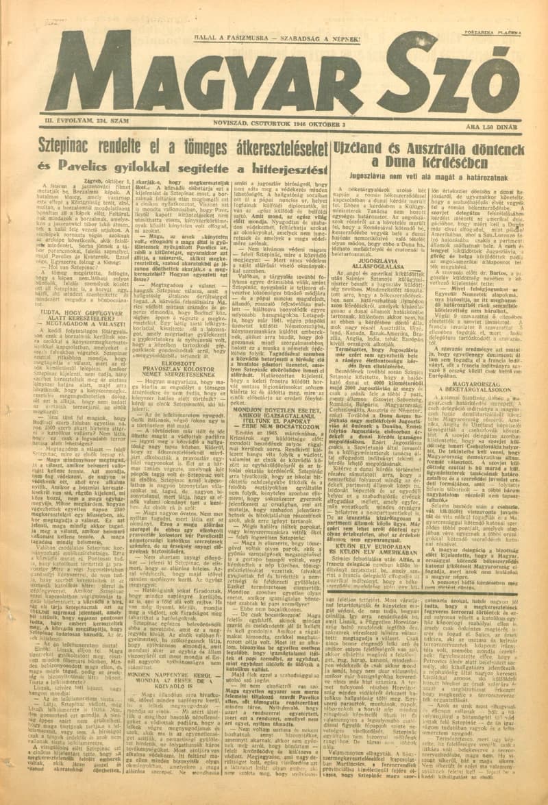 Magyar Szó, 3. évf. 1946. október 3. 234. sz. 1–4. oldal