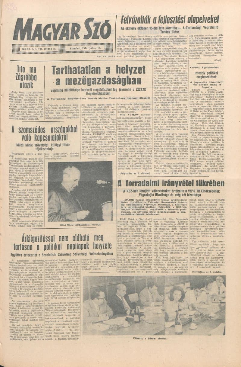 Magyar Szó, 31. évf. 1974. július 13. 190. sz. 1–16. oldal