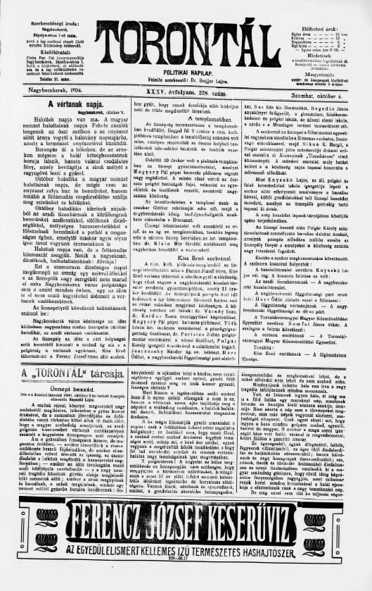 Torontál, 35. évf. 1906. október 6. 228. sz.