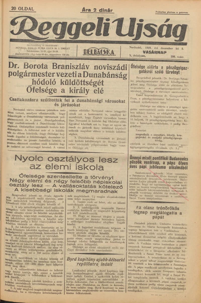 Reggeli Újság, 10. évf. 1929. december 8. 286. sz.