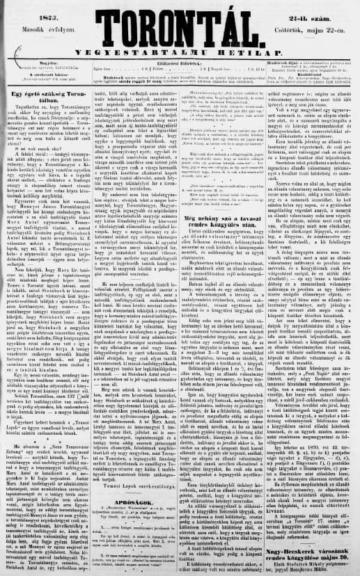 Torontál, 2. évf. 1873. május 22. 21. sz.