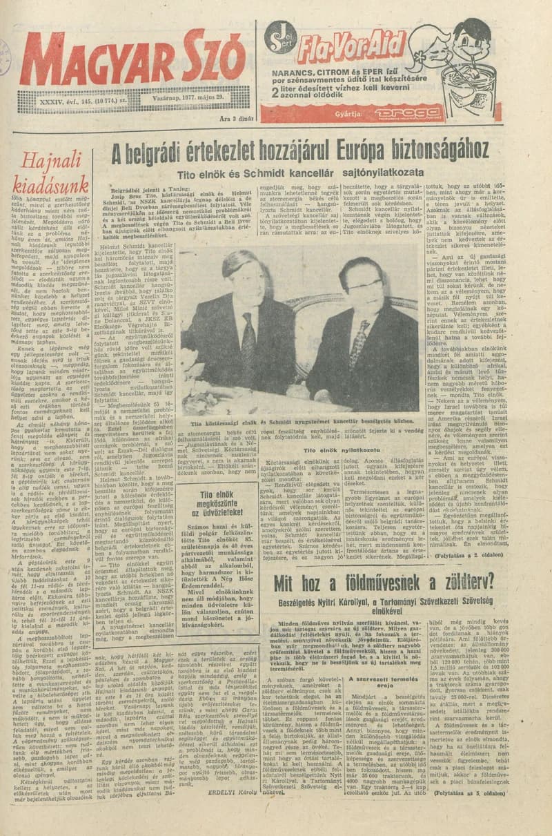 Magyar Szó, 34. évf. 1977. május 29. 145. sz.