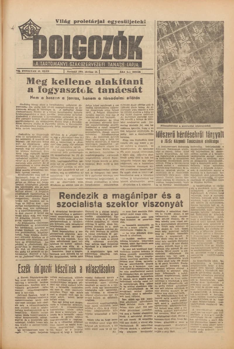 Dolgozók, 8. évf. 1954. október 19. 43. sz.