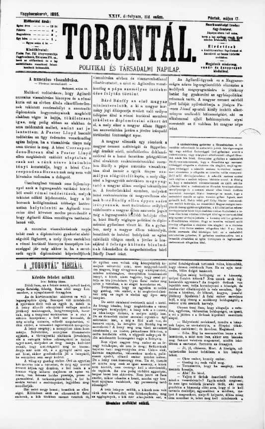 Torontál, 24. évf. 1895. május 17. 114. sz.