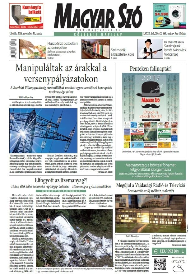 Magyar Szó, 73. évf. 2016. november 30. 280. sz. 1–16. oldal
